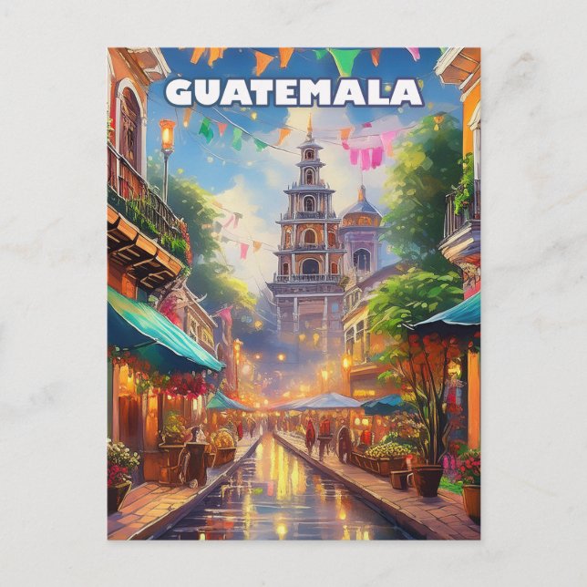 Guatemala Ciudad, between volcanoes and living mem Postcard (Front)