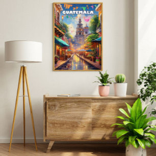 Guatemala Ciudad, between volcanoes and living mem Poster