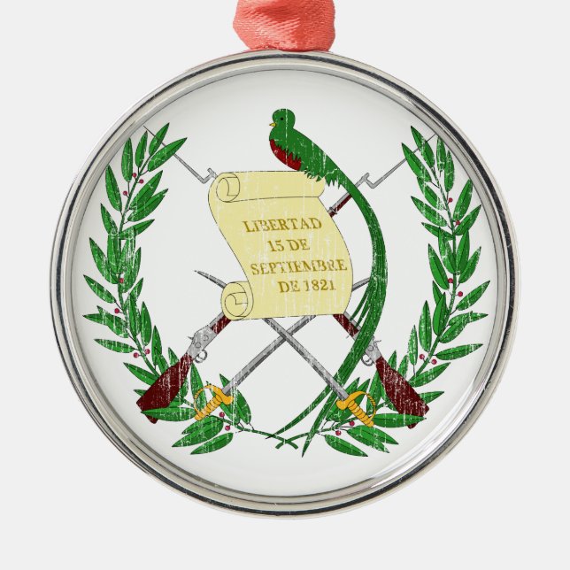 Guatemala Coat Of Arms Metal Tree Decoration (Front)