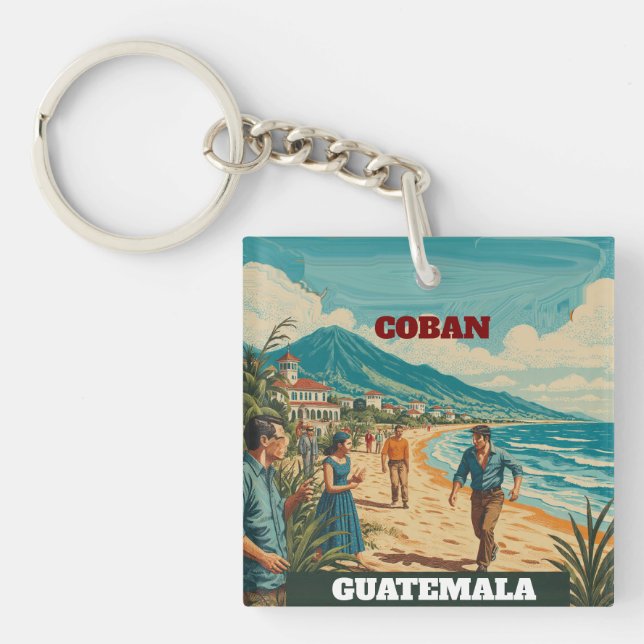 GUATEMALA COBAN Retro Puzzle poster Key Ring (Front)