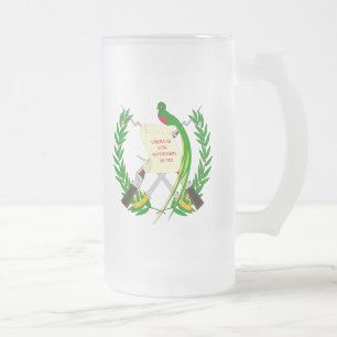 guatemala emblem frosted glass beer mug