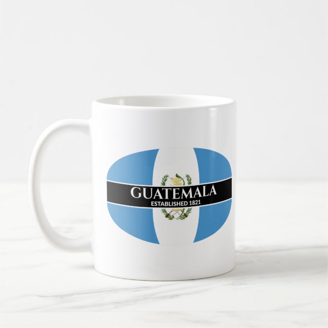 Guatemala Established 1821 White Text Nation Flag Coffee Mug (Left)