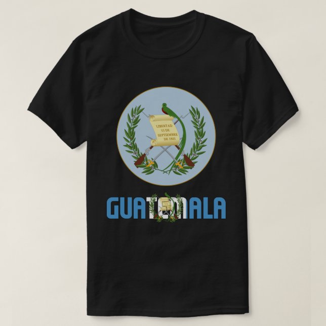 Guatemala Flag and Coat Of Arms Patriotic T-Shirt (Design Front)