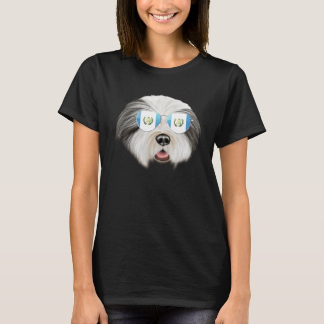 Guatemala Flag Bearded Collie Dog Guatemala Pocket T-Shirt (Front)
