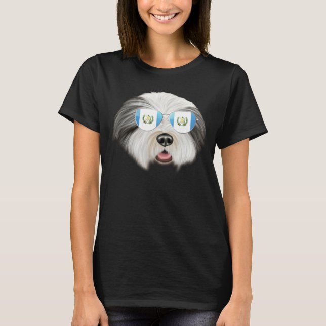 Guatemala Flag Bearded Collie Dog Guatemala Pocket T-Shirt (Front)