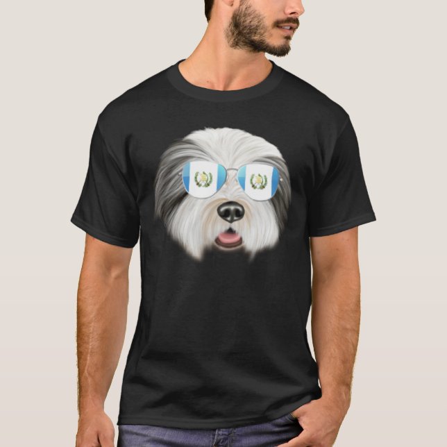 Guatemala Flag Bearded Collie Dog Guatemala Pocket T-Shirt (Front)
