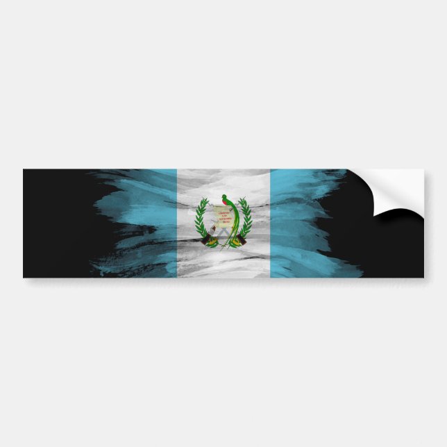 Guatemala flag brush stroke, national flag bumper sticker (Front)