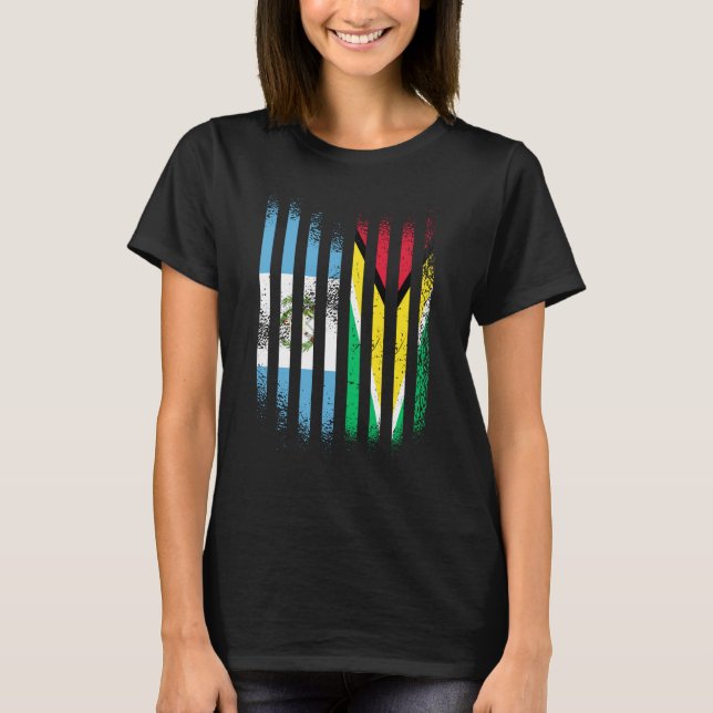 Guatemala Flag Guyana Grown Country Flags Stripes T-Shirt (Front)