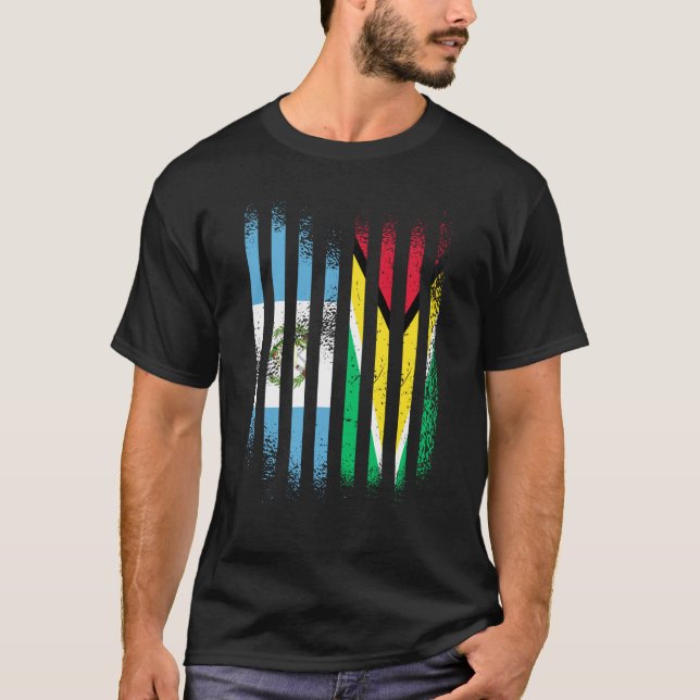 Guatemala Flag Guyana Grown Country Flags Stripes T-Shirt (Front)