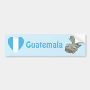 Guatemala Flag Heart + Map Bumper Sticker