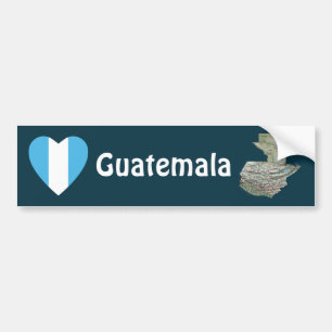 Guatemala Flag Heart + Map Bumper Sticker