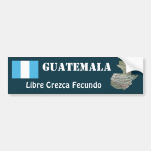 Guatemala Flag + Map Bumper Sticker