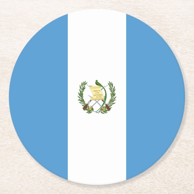 Guatemala Flag Round Paper Coaster (Front)