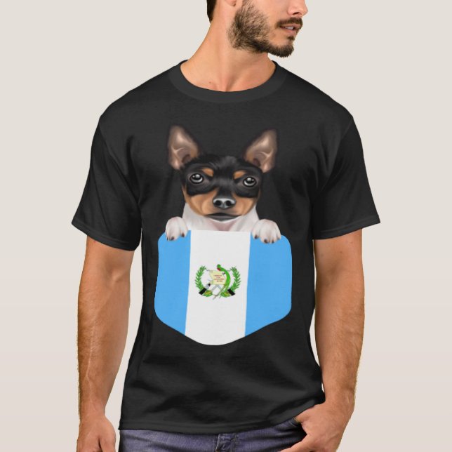 Guatemala Flag Toy Fox Terrier Dog In Pocket T-Shirt (Front)