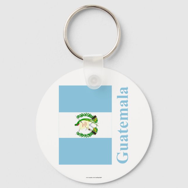 Guatemala Flag with Name Key Ring (Front)