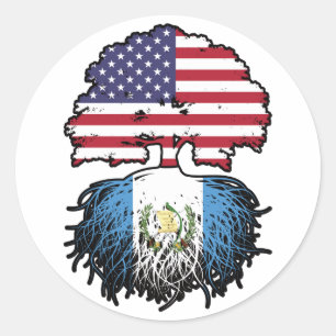 Guatemala Guatemalan American USA Tree Roots Flag Classic Round Sticker