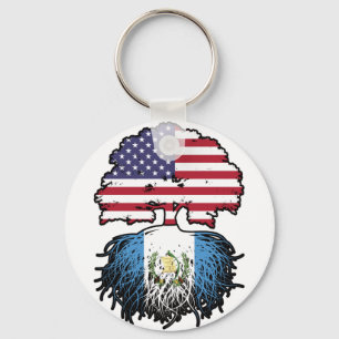 Guatemala Guatemalan American USA Tree Roots Flag Key Ring