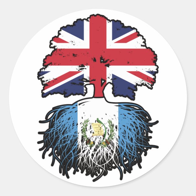 Guatemala Guatemalan British UK Tree Roots Flag Classic Round Sticker (Front)