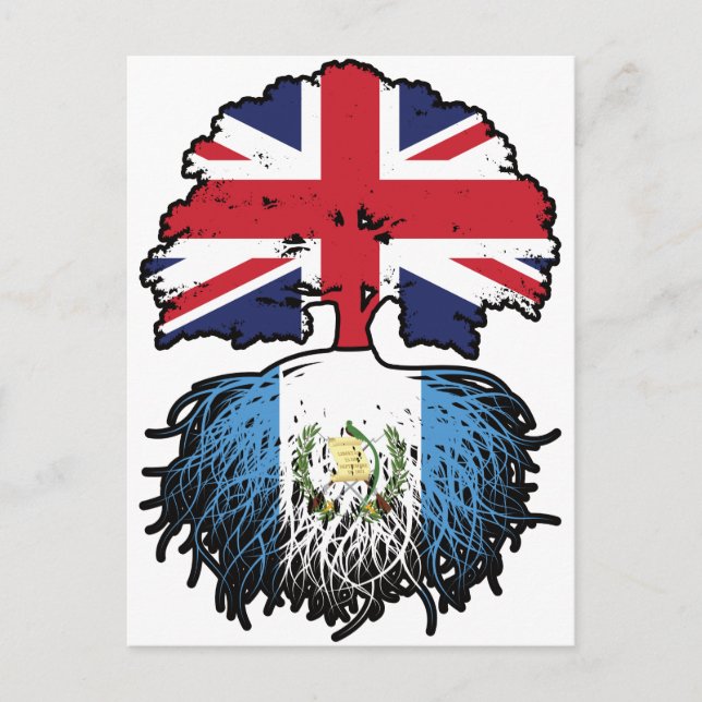 Guatemala Guatemalan British UK Tree Roots Flag Postcard (Front)