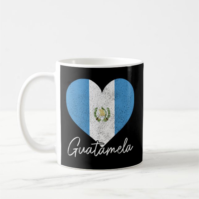 Guatemala Guatemalan Flag Pride Heart Chapina Coffee Mug (Left)