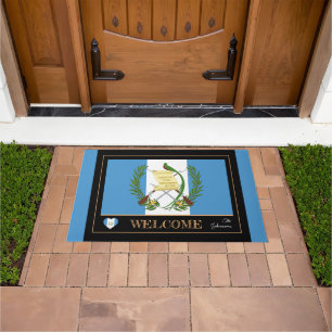 Guatemala house mat, Guatemalan Flag blu / Welcome Doormat