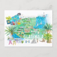 Guatemala Illustrated Travel Map with Roads 