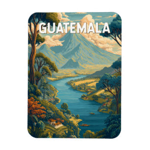 Guatemala Illustration Travel Art Vintage Magnet