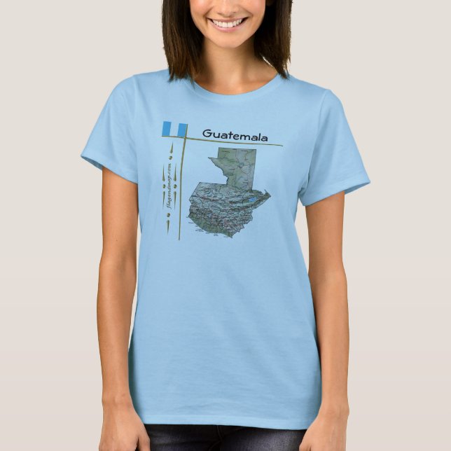 Guatemala Map + Flag + Title T-Shirt (Front)