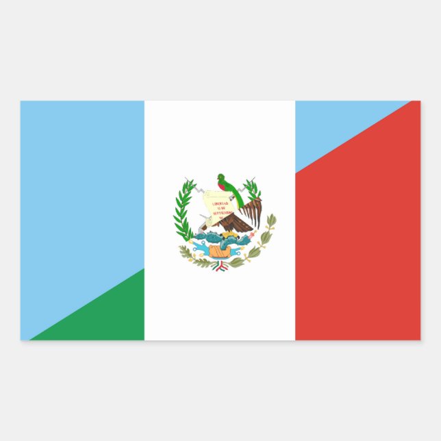 guatemala mexico half flag symbol rectangular sticker (Front)