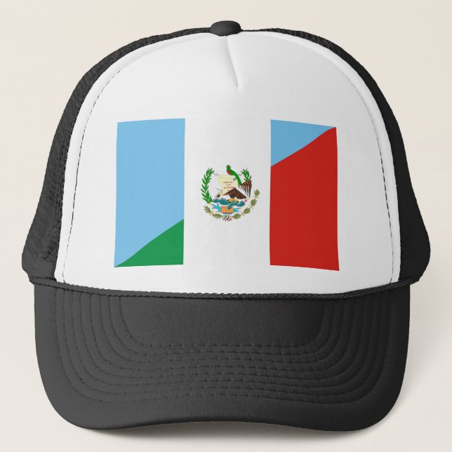 guatemala mexico half flag symbol trucker hat (Front)