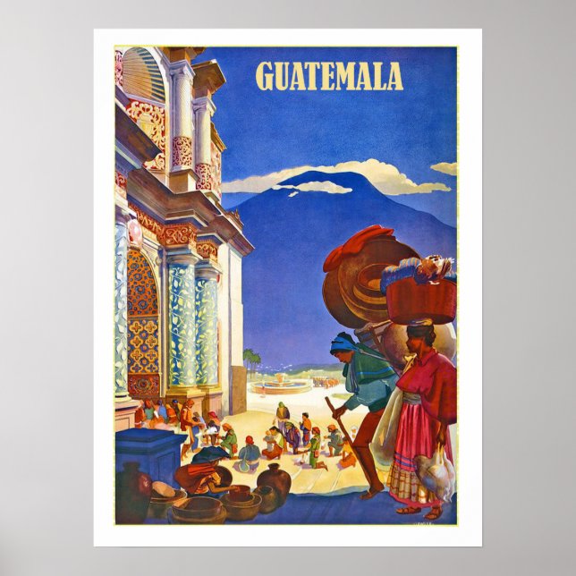 Guatemala, people, vintage travel poster (Front)