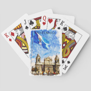 Guatemala Retro Travel Watercolor Painting Playing Cards