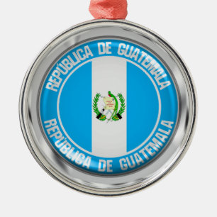 Guatemala Round Emblem Metal Tree Decoration