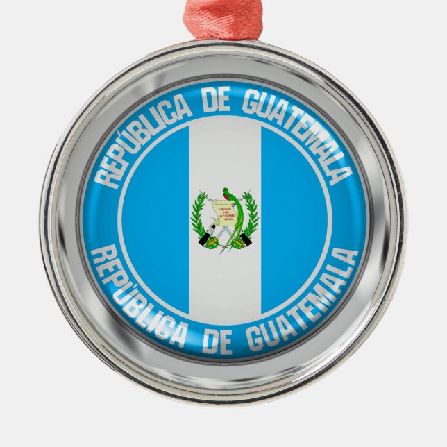Guatemala Round Emblem Metal Tree Decoration (Front)