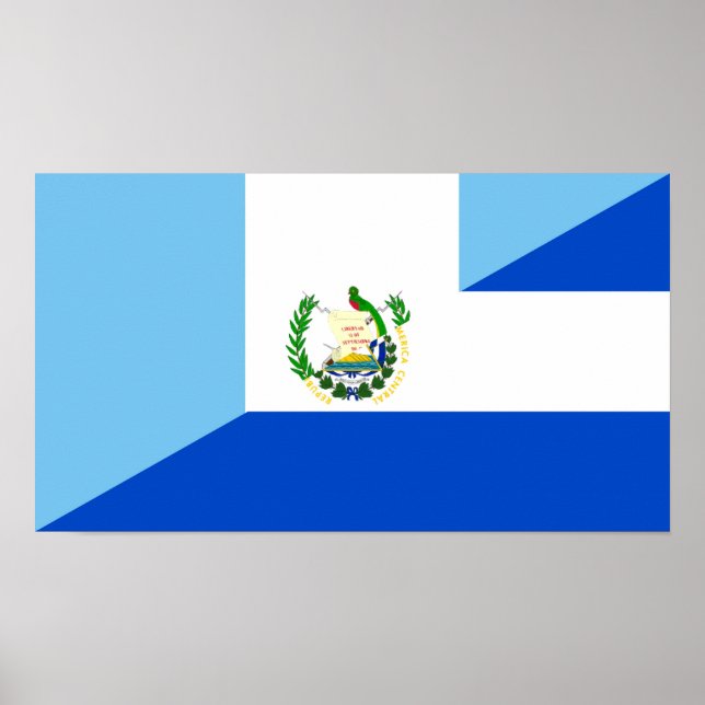 guatemala: salvador half flag country symbol poster (Front)