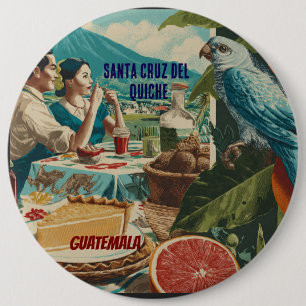 GUATEMALA, SANTA CRUZ DEL QUICHE Retro poster 6 Cm Round Badge