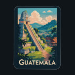 Guatemala Tikal National Park Illustration Travel Magnet<br><div class="desc">Guatemala retro vector travel design. From the colonial beauty of Antigua to the mystical shores of Lake Atitlán,  Guatemala is a true Central American gem.</div>