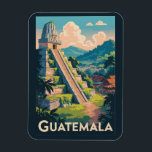 Guatemala Tikal National Park Illustration Travel Magnet<br><div class="desc">Guatemala retro vector travel design. From the colonial beauty of Antigua to the mystical shores of Lake Atitlán,  Guatemala is a true Central American gem.</div>