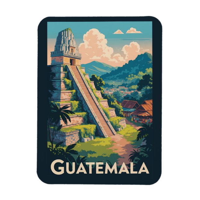 Guatemala Tikal National Park Illustration Travel Magnet (Vertical)