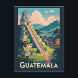 Guatemala Tikal National Park Illustration Travel Postcard<br><div class="desc">Guatemala retro vector travel design. From the colonial beauty of Antigua to the mystical shores of Lake Atitlán,  Guatemala is a true Central American gem.</div>