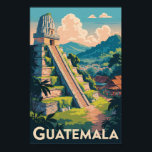 Guatemala Tikal National Park Illustration Travel Poster<br><div class="desc">Guatemala retro vector travel design. From the colonial beauty of Antigua to the mystical shores of Lake Atitlán,  Guatemala is a true Central American gem.</div>