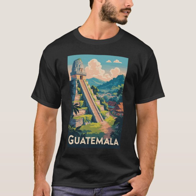Guatemala Tikal National Park Illustration Travel T-Shirt (Front)