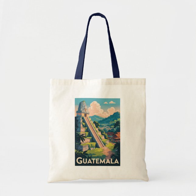 Guatemala Tikal National Park Illustration Travel Tote Bag (Front)