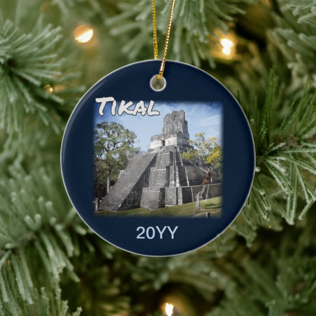 Guatemala Tikal Ruins Temple Ceramic Tree Decoration (Tree)