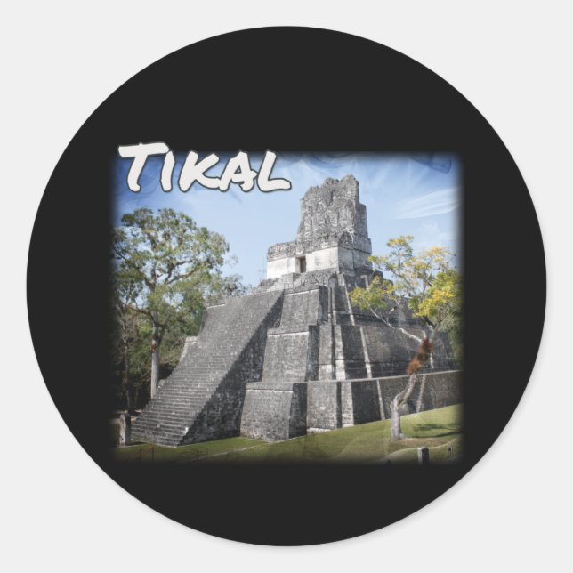 Guatemala Tikal Ruins Temple Classic Round Sticker (Front)
