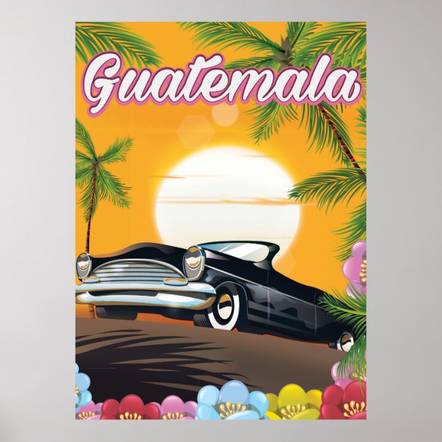 Guatemala Vintage car travel poster (Front)