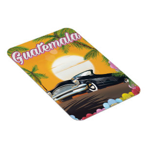 Guatemala Vintage car travel poster Magnet