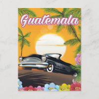 Guatemala Vintage car travel poster