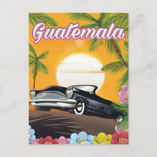 Guatemala Vintage car travel poster Postcard