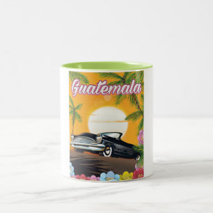 Guatemala Vintage car travel poster Two-Tone Coffee Mug